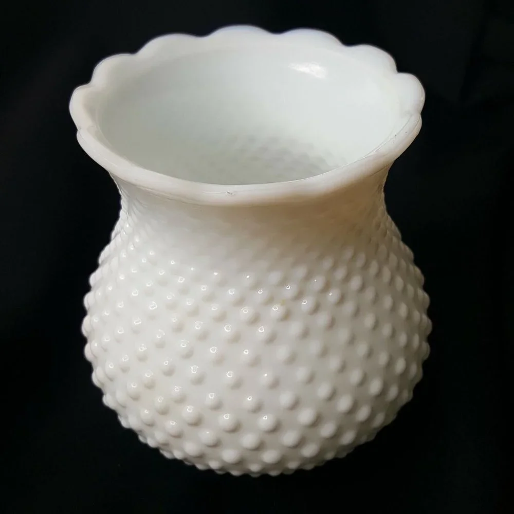 5.25” Milk Glass White Hobnail Oil Electric Lamp Shade 1.25